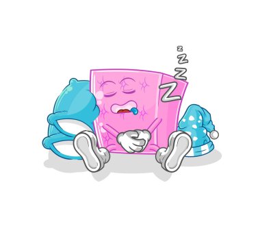 the mattress sleeping character. cartoon mascot vecto