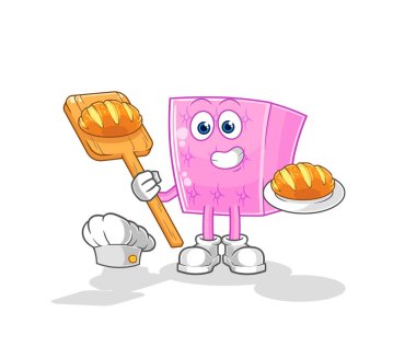 the mattress baker with bread. cartoon mascot vecto