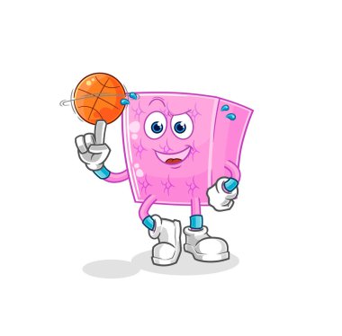 the mattress playing basket ball mascot. cartoon vecto