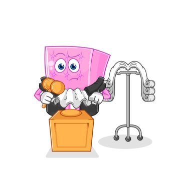 the mattress judge holds gavel. character vecto