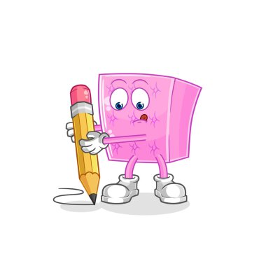 the mattress write with pencil. cartoon mascot vecto