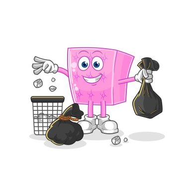 the mattress Throw garbage mascot. cartoon vecto