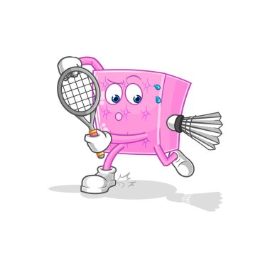 the mattress playing badminton illustration. character vecto