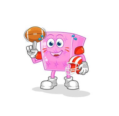 the mattress playing rugby character. cartoon mascot vecto