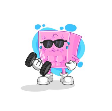 the mattress lifting dumbbell vector. cartoon characte