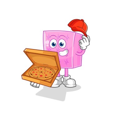 the mattress pizza delivery boy vector. cartoon characte