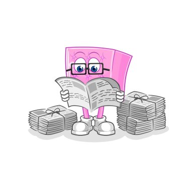 the mattress read newspaper cartoon. character vecto