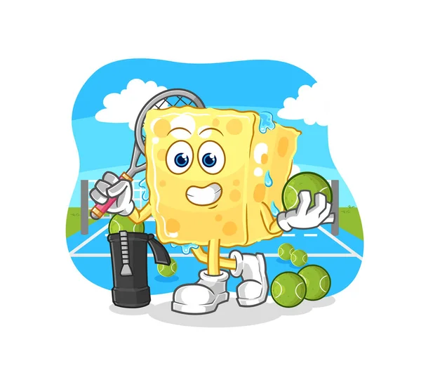 the sponge plays tennis illustration. character vecto