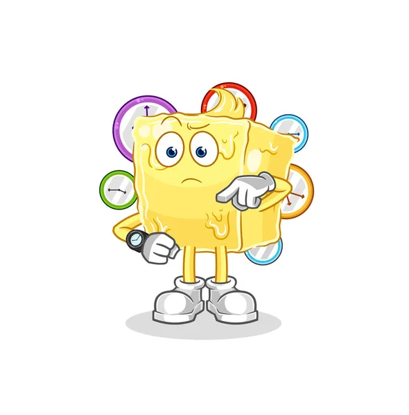 Butter Wristwatch Cartoon Cartoon Mascot Vecto — Archivo Imágenes Vectoriales