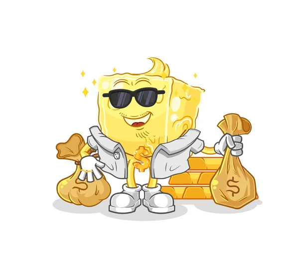 Butter Rich Character Cartoon Mascot Vecto — Stock Vector