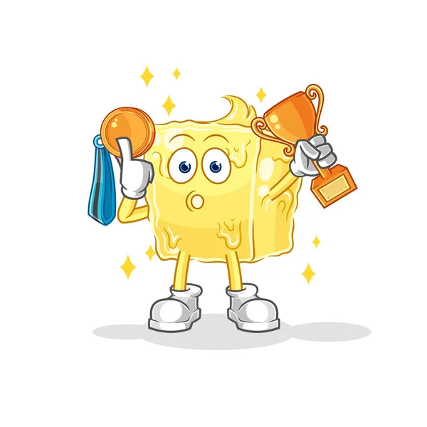 Butter Winner Trophie Cartoon Characte — Stock Vector