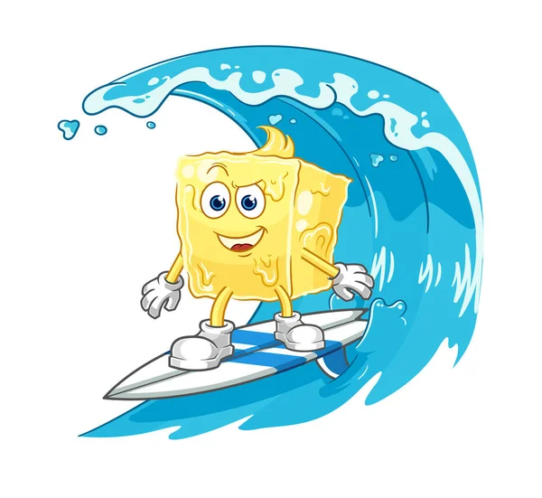 Butter Surfing Character Cartoon Mascot Vecto — Vettoriale Stock