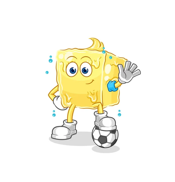 Butter Playing Soccer Illustration Character Vecto — Stok Vektör