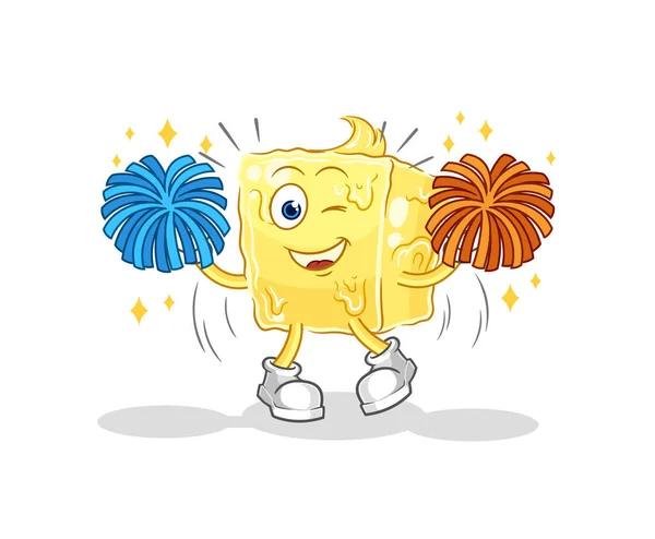 Butter Cheerleader Cartoon Cartoon Mascot Vecto — Stock Vector
