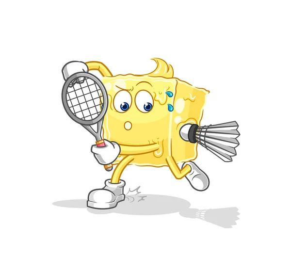 Mantequilla Jugando Bádminton Ilustración Carácter Vecto — Vector de stock