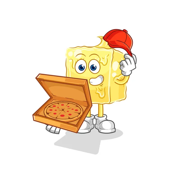 Butter Pizza Delivery Boy Vector Cartoon Characte — Stock Vector