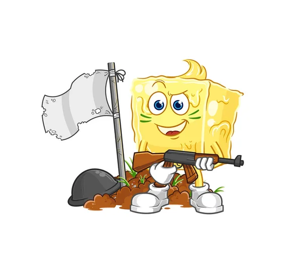 Butter Army Character Cartoon Mascot Vecto — Stock Vector