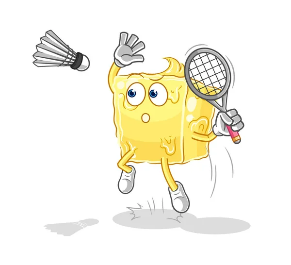 Butter Smash Badminton Cartoon Cartoon Mascot Vecto — Stock Vector
