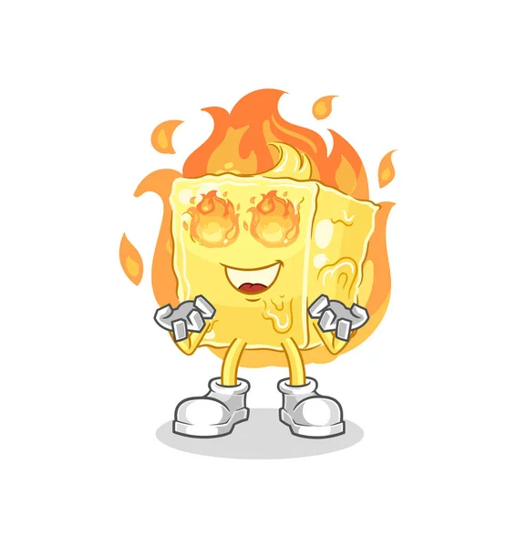 Butter Fire Mascot Cartoon Vecto — Stock Vector