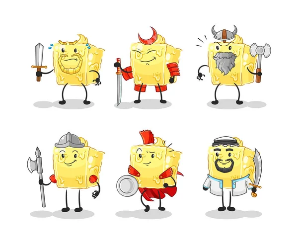 the butter warrior group character. cartoon mascot vecto