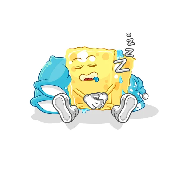 Sponge Sleeping Character Cartoon Mascot Vecto — Stok Vektör