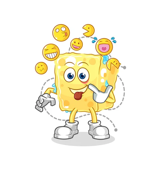 Sponge Laugh Mock Character Cartoon Mascot Vecto — Vettoriale Stock