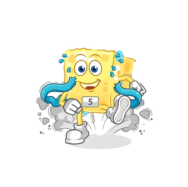 Sponge Runner Character Cartoon Mascot Vecto — ストックベクタ