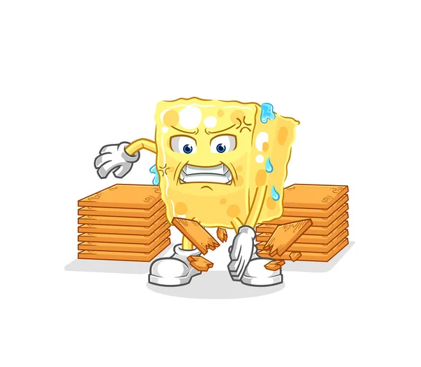 Sponge Karate Mascot Cartoon Vecto — ストックベクタ