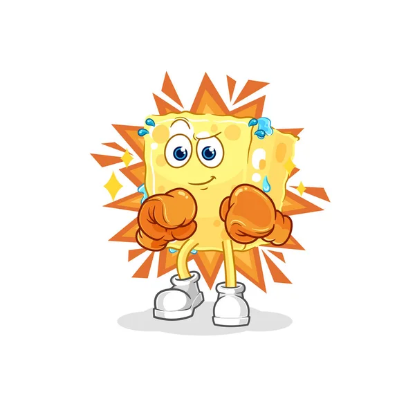 Sponge Boxer Character Cartoon Mascot Vecto — Stock Vector