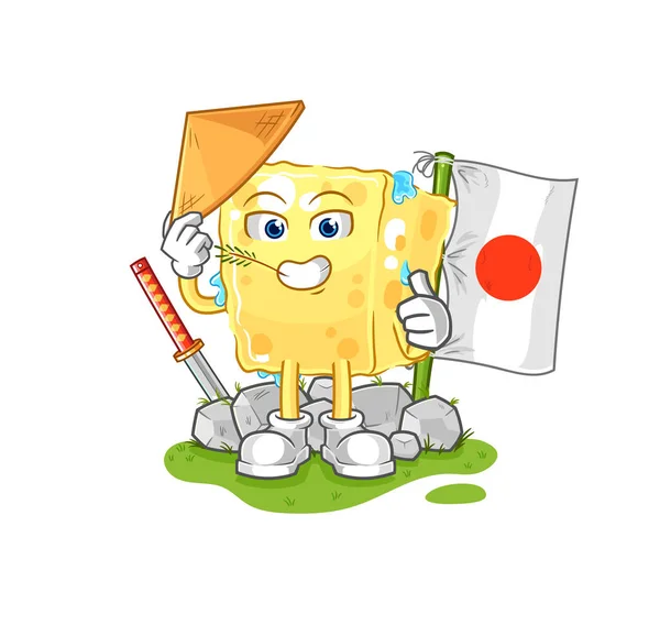 Sponge Japanese Vector Cartoon Characte — Stock Vector