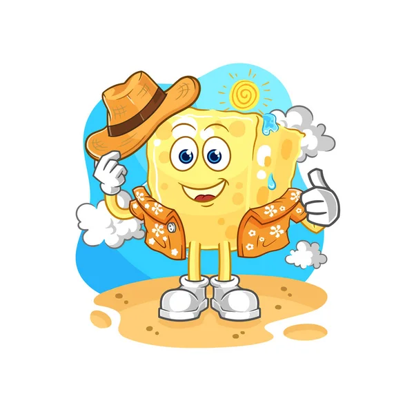 Sponge Vacation Cartoon Mascot Vecto — Stock Vector