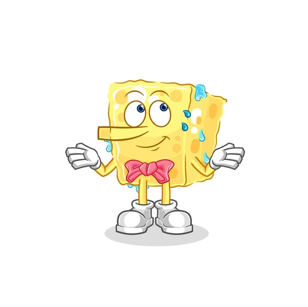 Sponge Lie Pinocchio Character Cartoon Mascot Vecto — Wektor stockowy