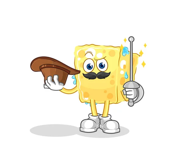 Sponge Fencer Character Cartoon Mascot Vecto — Stockový vektor