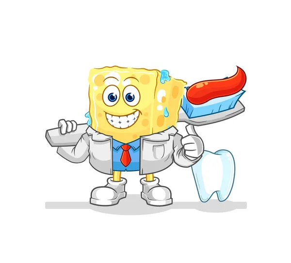 Sponge Dentist Illustration Character Vecto — Stock Vector