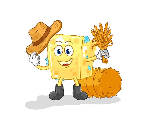 Sponge Farmer Mascot Cartoon Vecto — Stok Vektör