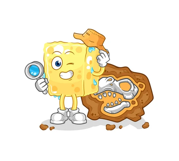 Sponge Archaeologists Fossils Mascot Cartoon Vecto — 图库矢量图片