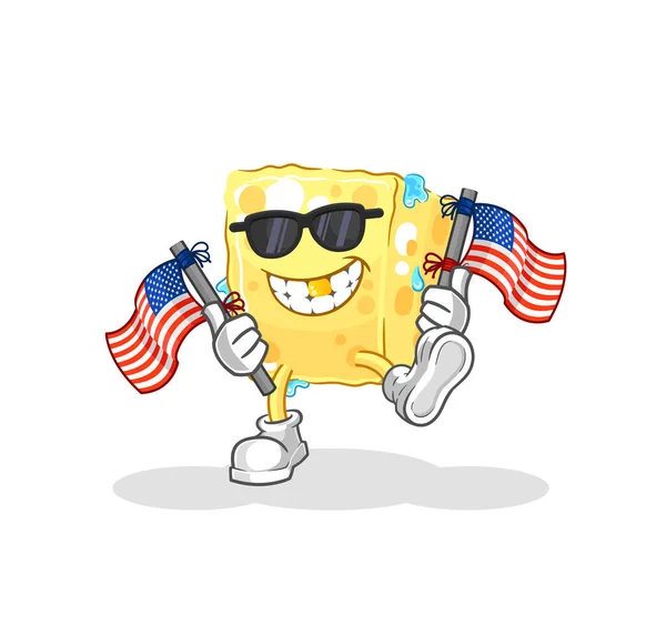 Sponge American Youth Cartoon Mascot Vecto — Stok Vektör