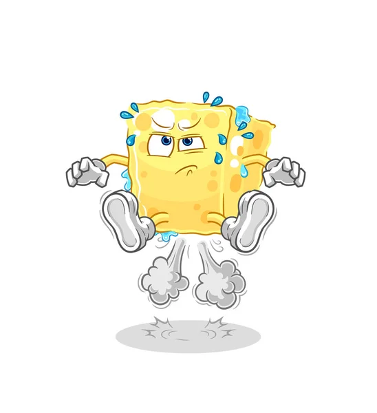 Sponge Fart Jumping Illustration Character Vecto — Stok Vektör