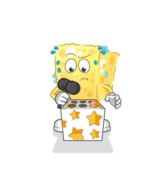 Sponge Play Whack Mole Mascot Cartoon Vecto — Stock Vector