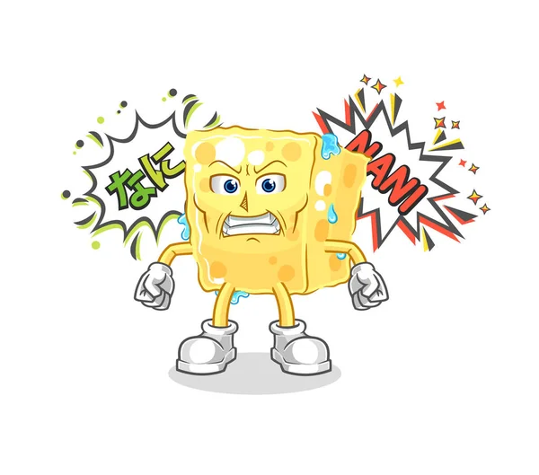 Sponge Anime Angry Vector Cartoon Characte — Archivo Imágenes Vectoriales