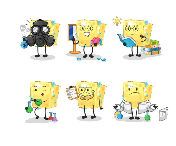 the sponge scientist group character. cartoon mascot vecto