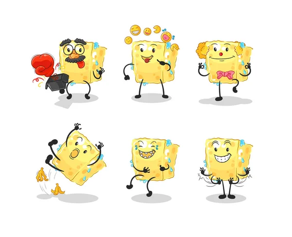 Sponge Comedy Set Character Cartoon Mascot Vecto —  Vetores de Stock