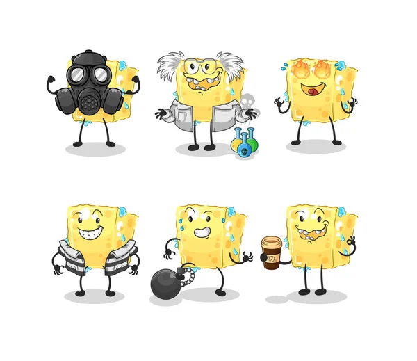 Sponge Villain Group Character Cartoon Mascot Vecto — Stock Vector