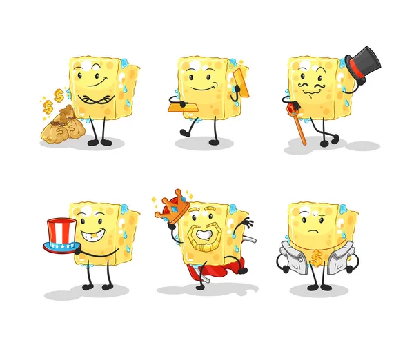 Sponge Rich Character Cartoon Mascot Vecto — Stock Vector