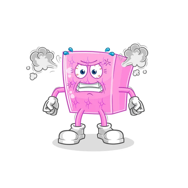 Mattress Very Angry Mascot Cartoon Vecto — Stock Vector