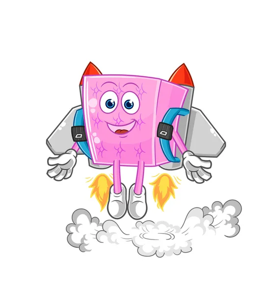 Mattress Jetpack Mascot Cartoon Vecto — ストックベクタ