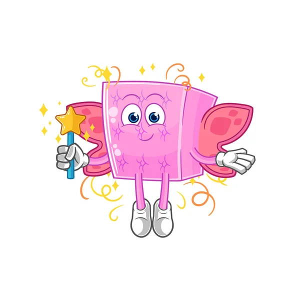 Mattress Fairy Wings Stick Cartoon Mascot Vecto — Image vectorielle