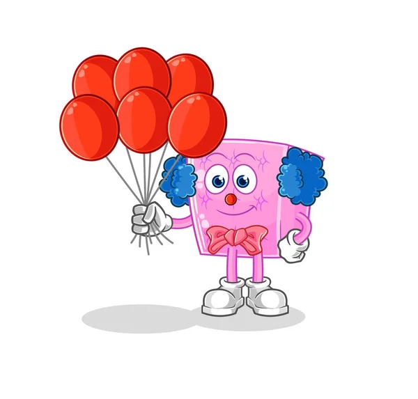Mattress Clown Balloons Vector Cartoon Characte — Stock Vector