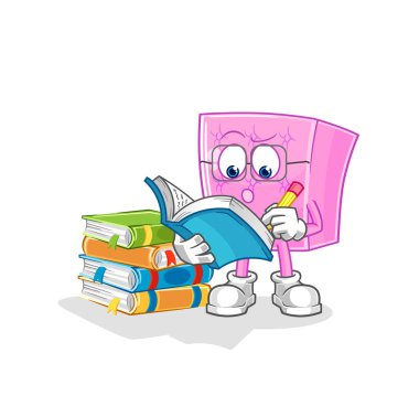 the mattress studying mascot. cartoon vecto