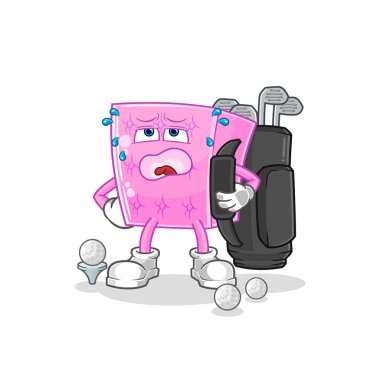 the mattress with golf equipment. cartoon mascot vecto
